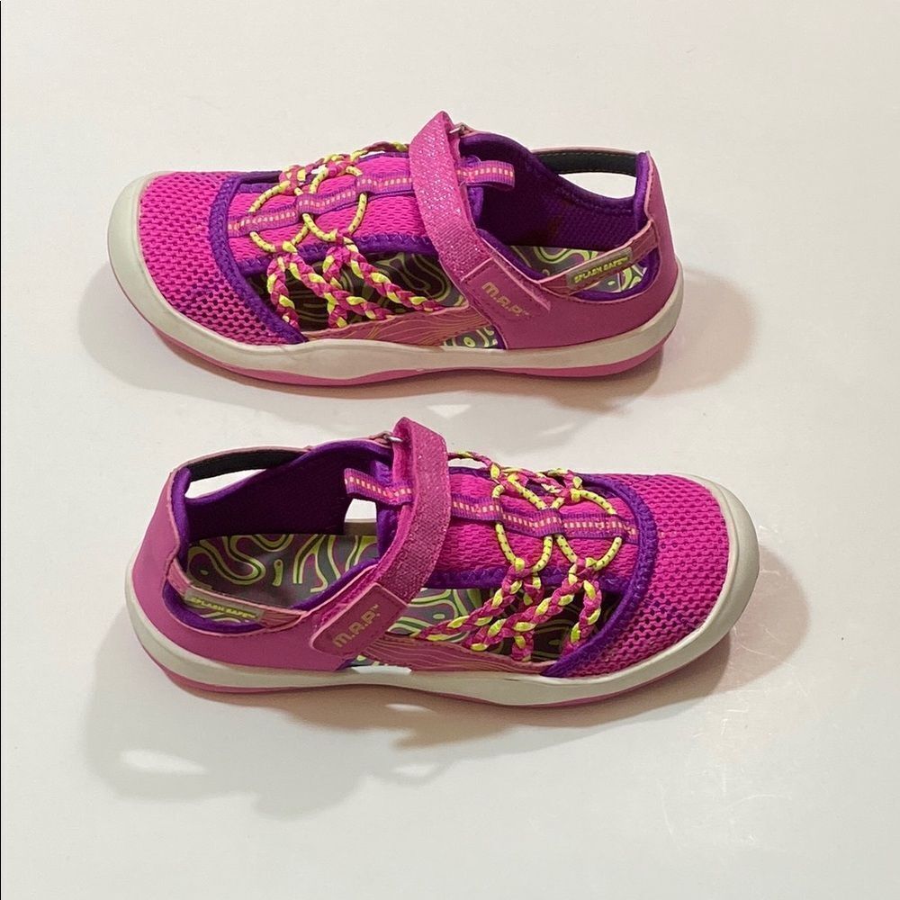 M.A.P.Splash Safe Tm Pink and Purple Sandals with Velcro Strap Size 2M